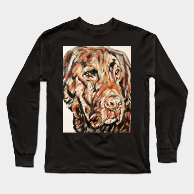 chocolate Labradore retriever dog Long Sleeve T-Shirt by Jeneralarts